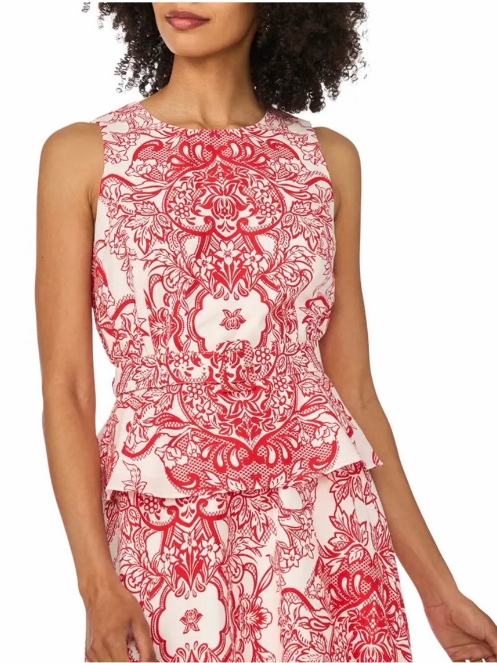 NWT Ted Baker London cherry red peplum belted top